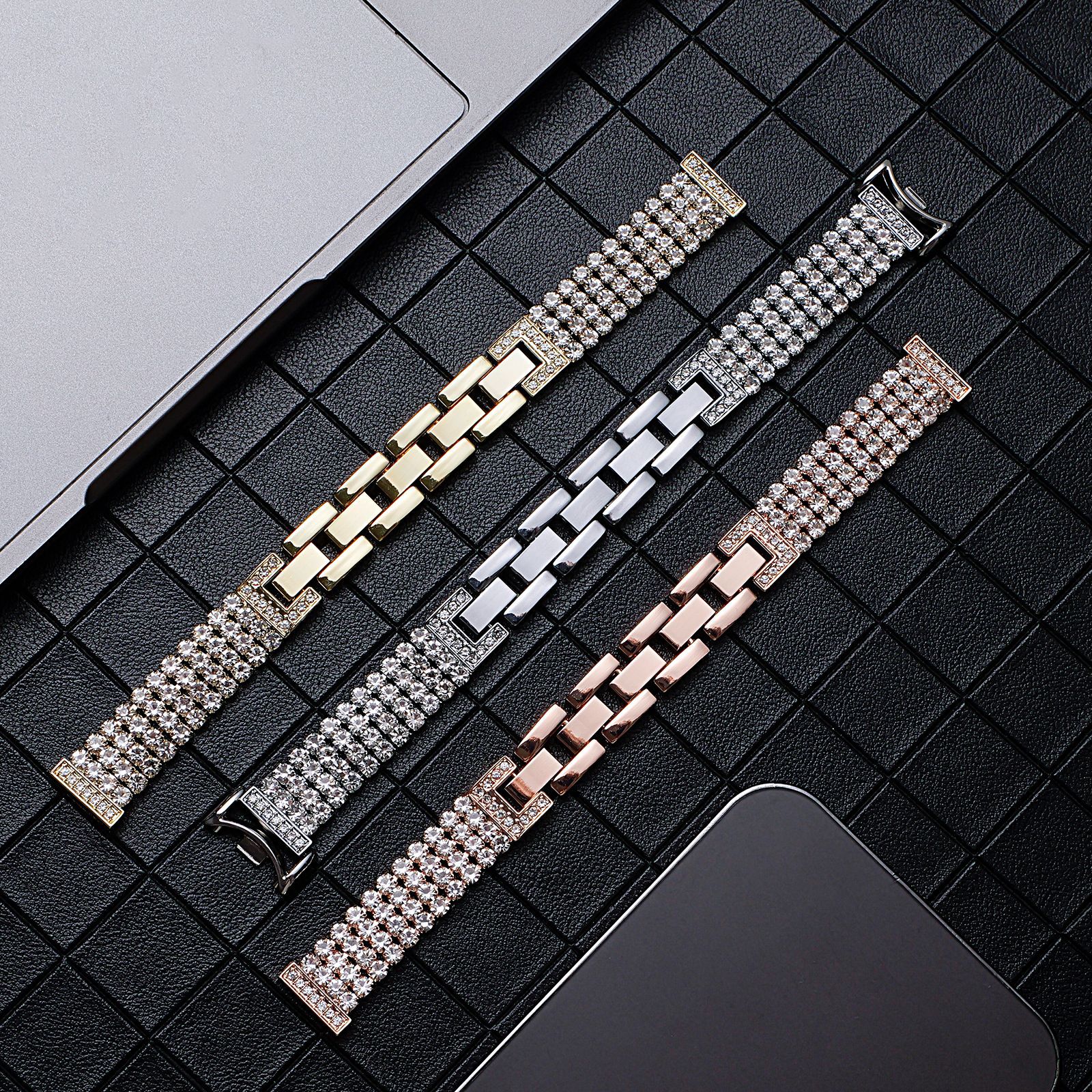 Suitable for Xiaomi Mi Band 9 Metal Four-Row Star-Studded Diamond-Encrusted Xiaomi 10 Women's Model Redmi Watch 5/6 Watch Strap