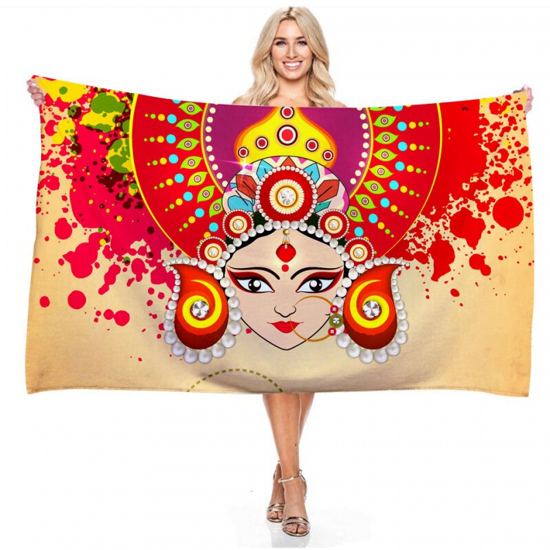Colorful Egyptian Portrait Brick Digital Printed Rectangular Bath Towel Microfiber Wholesale Customized with Pictures