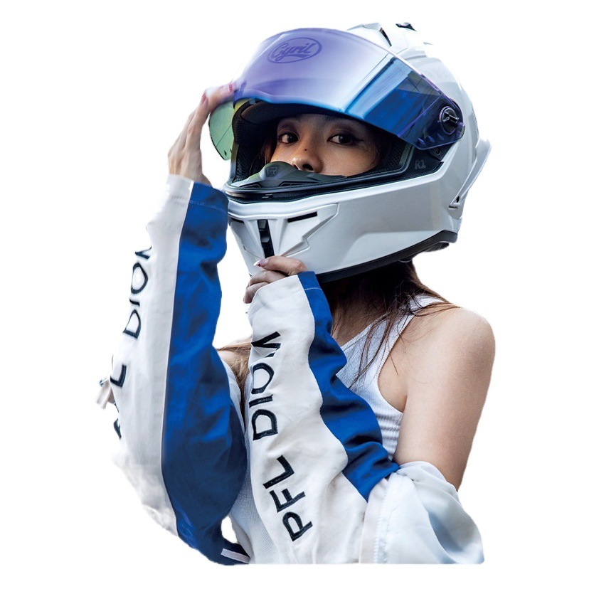 Casco integral de motocicleta CYRIL para hombre y mujer, para carreras, conducción en todas las estaciones, para motocicleta de calle con alerón grande y Bluetooth R1