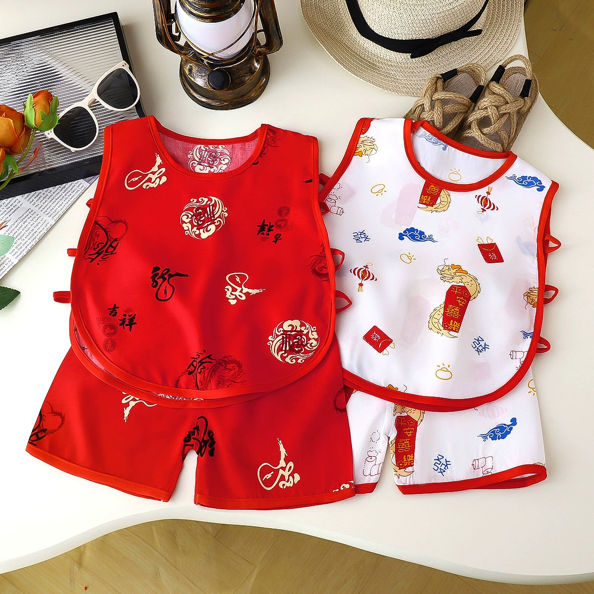 Детский летний новый мужской и женский детский жилет шорты из двух частей