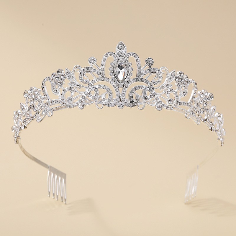 Pinzas para el cabello de boda al por mayor, tocados de cristal para novias, diademas para cumpleaños de niñas.