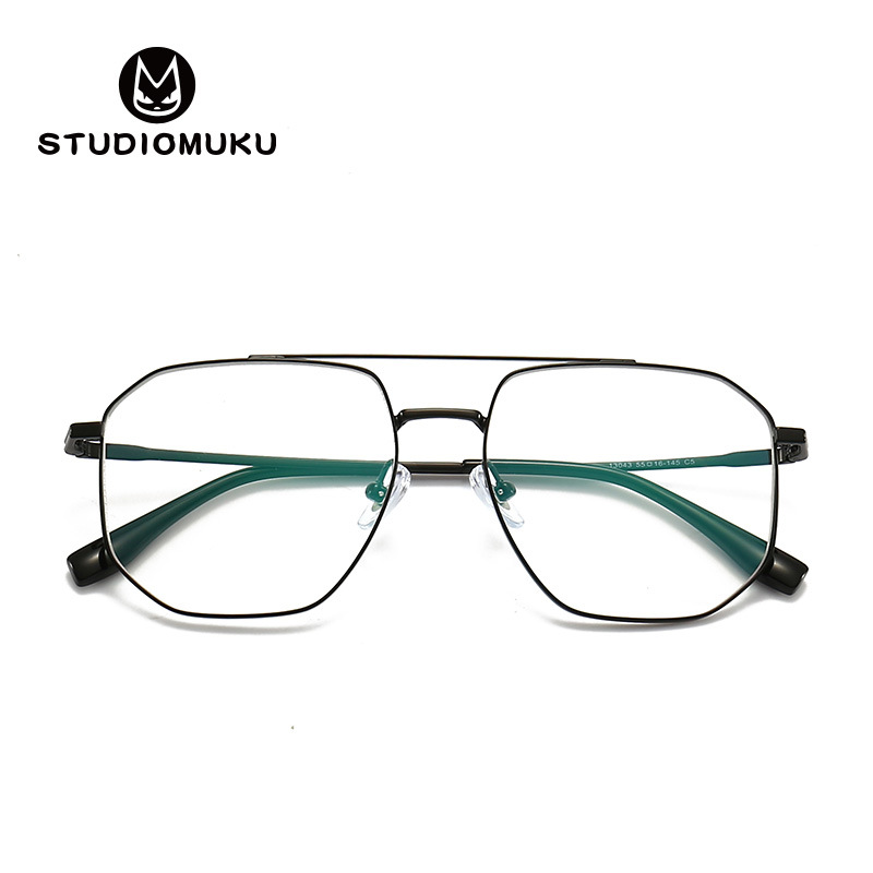STUDIOMUKU gafas frescas de madera estructura exquisita y Marco de doble viga parcial moda negocio miopía gafas
