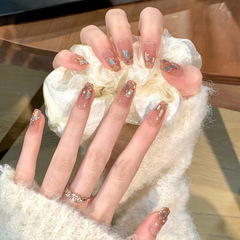 新款冰透琉璃漸變閃鑽爆閃ins風高冷氣質純手工可拆卸穿戴甲批發