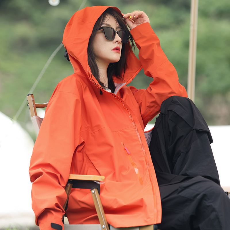 Hermes Orange Vintage Heat Sealing Adhesive Hard Shell Jacket Jacket Men's and Women's Bird Home Waterproof Ski Suit for Autumn and Winter