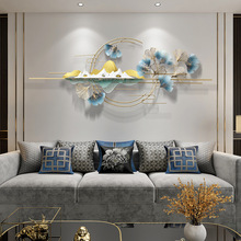 現代輕奢客廳沙發背景牆裝飾卧室牆面裝飾時尚銀杏葉掛件鐵藝壁飾
