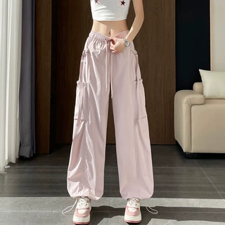 工装裤子女2026穿搭薄款直筒裤宽松阔腿休闲长裤微弹时尚休闲高腰