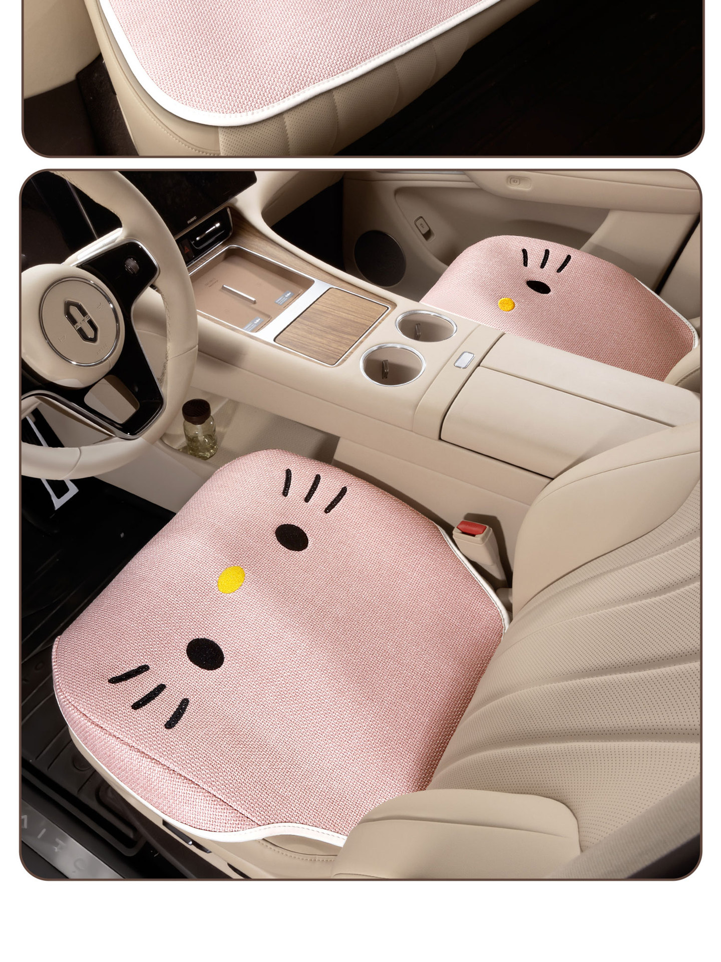 Car seat cushion, universal for all seasons, cartoon cute design, women's car seat pad, full coverage, breathable, non-slip seat cover