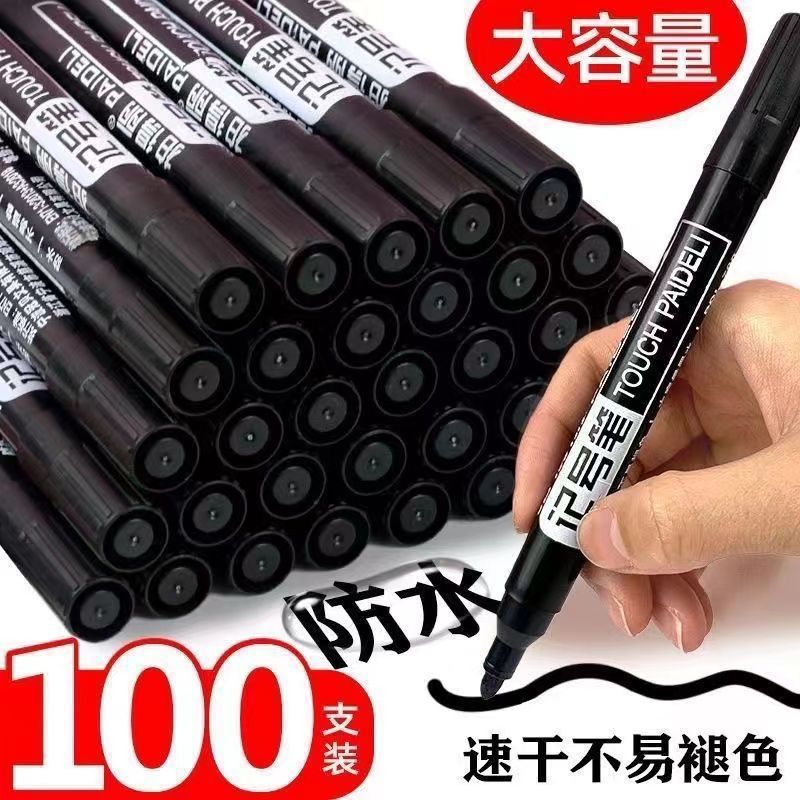 Capacious black multi-use waterproof quick dry rollerball pen, marker