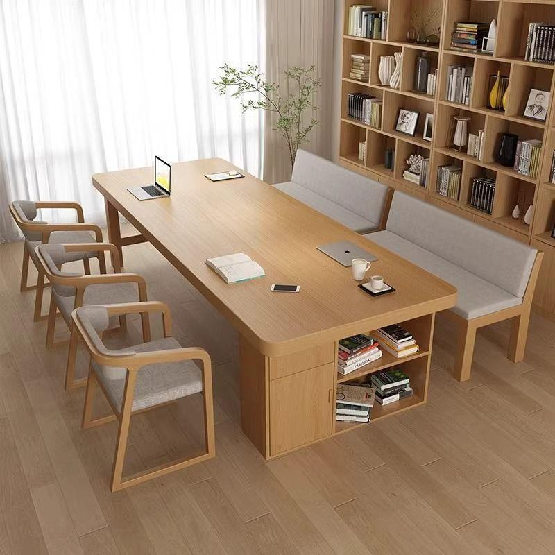 Nordic Solid Wood Desk and Bookcase Combo, Transforming Living Room into a Study Area, Calligraphy Table, Home Bedroom Study Desk, Work Station