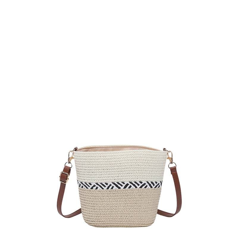 Stylish Women's Woven Bucket Bag Solid Colour European Style_voghion.com