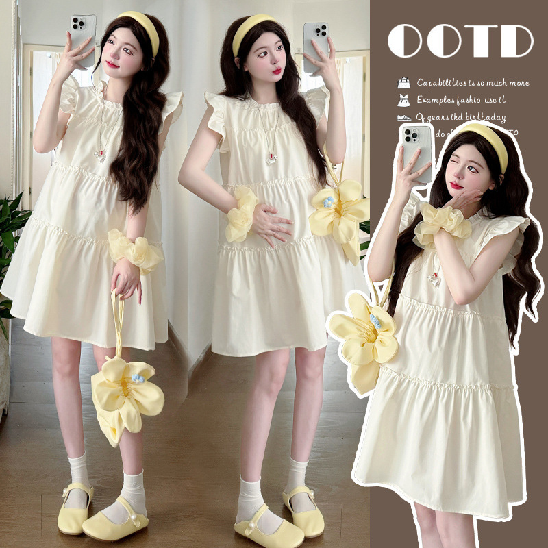 Actual Shot of New Maternity Dress, Summer Petite White Dress, French First Love, Sweet and Beautiful Short Skirt