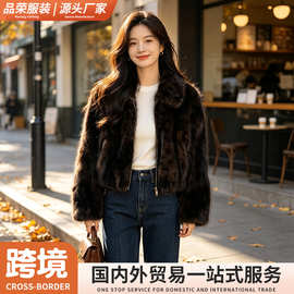 人造毛气质小众设计感复古冬日仿豹纹皮草翻领毛毛休闲外套女