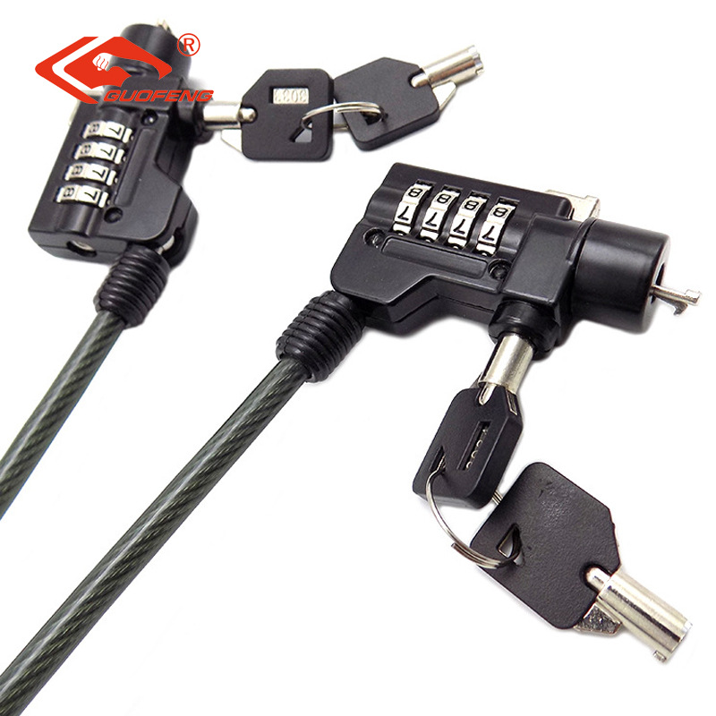 Candado antirrobo para portátil tipo cable de acero con llave, candado para llavero, candado mecánico de combinación de 4 dígitos, suministro directo de fábrica