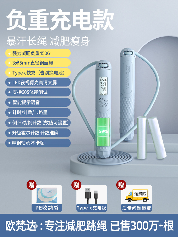 업그레이드 유형-c 빠른 충전-스틸 와이어 긴 로프 하중-파란색