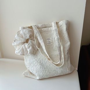 [Suxi Cloth Bag] French Retro Lace Embroider Cotton Bag Combination Shoulder Bag Cosmetic Bag Menstrual Bag Hair Tie