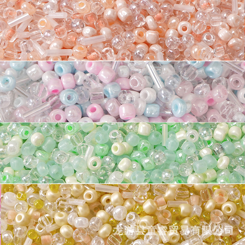 Glass Mixed Color Seed Beads Round Beads String Beads DIY Open Rings Natural Pearl Loose Beads Mosaic Beads Keychain Accessories