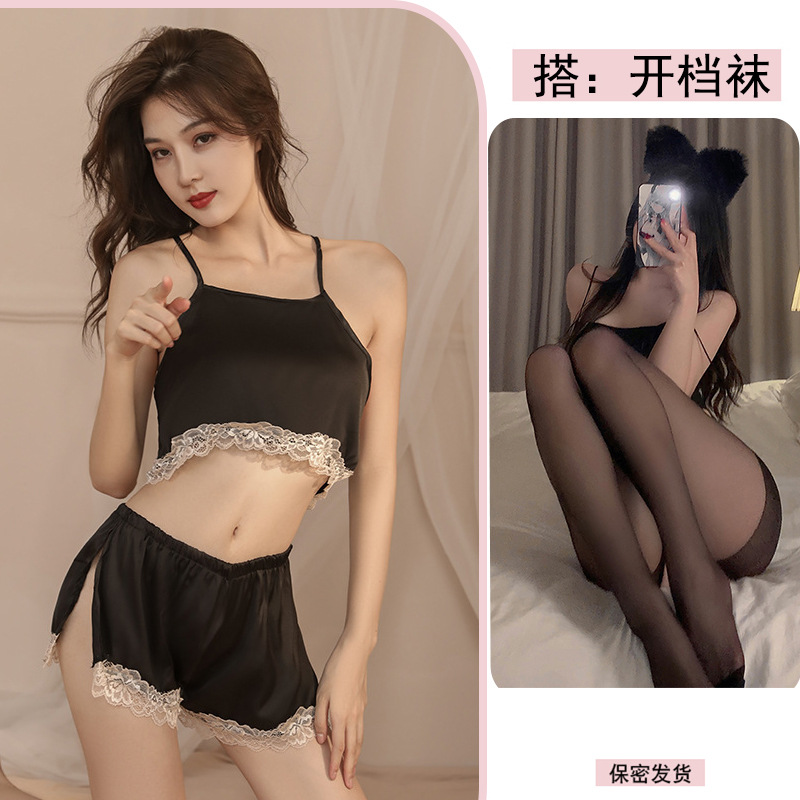 블랙 + 블랙 오픈 양말