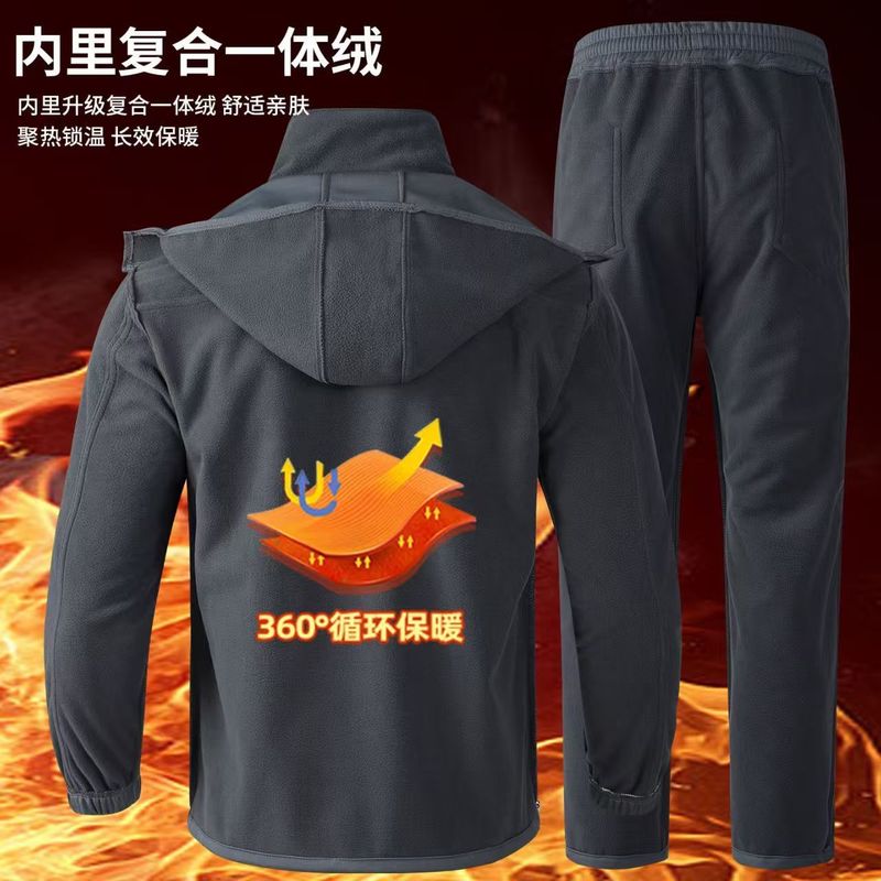 秋冬加绒三合一冲锋衣套装男户外运动战术加绒加厚防风骑行外套|undefined