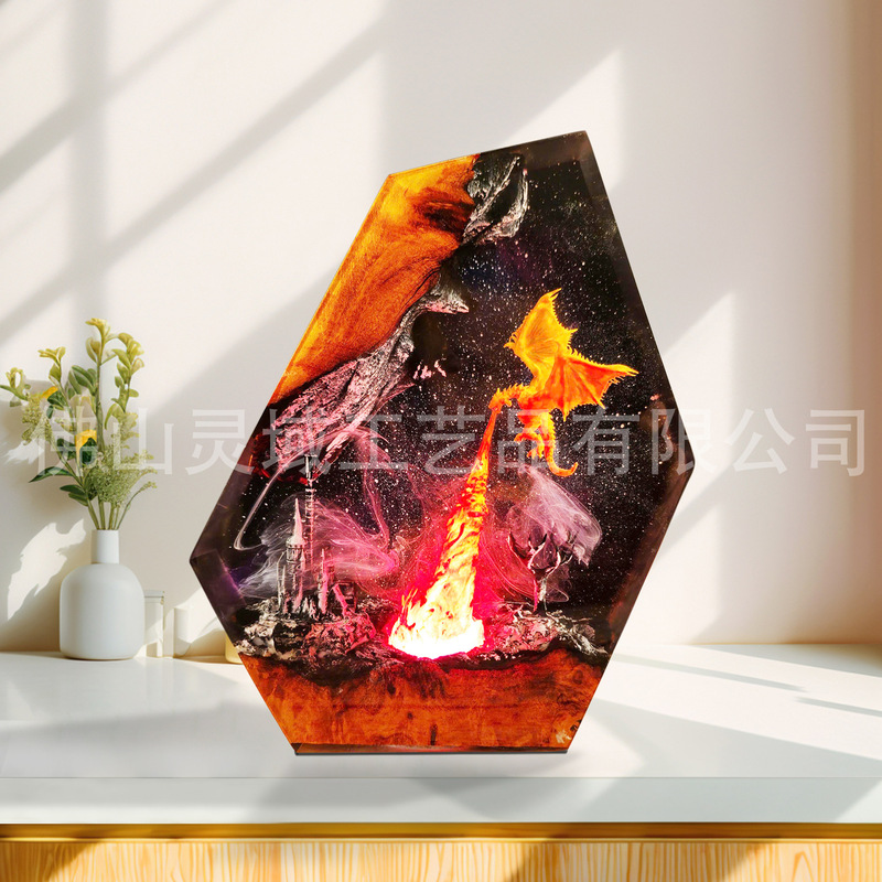 Fire-breathing dragon castle volcanic resin lamp film and television effect unique night light bedroom decoration special birthday gift Fire-breathing dragon castle volcanic resin lamp film and television effect unique night light bedroom decoration special birthday gift