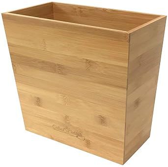 Rectangular Bamboo Garbage Basket Natural Finish Bathroom Kitchen Office Durable Fashion Storage