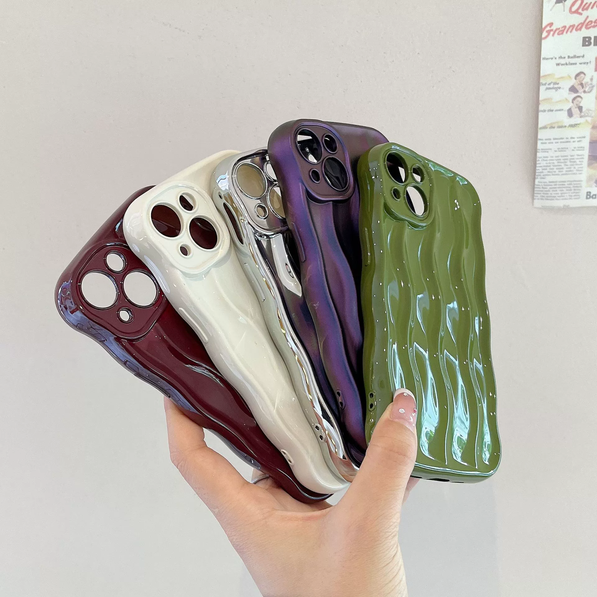 Apple, совместимый серебристый для стирки, iPhone14 Pro, чехол для телефона, iPhone 16, волнистый узор, iphone, 13