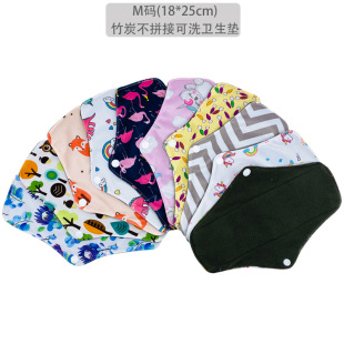 M size bamboo charcoal non-stitching washable sanitary napkin printing waterproof maternal health care mat Amazon hot spot