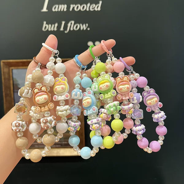 New Cartoon Mobile Phone Chain Lilith Series Hand-painted Beads Beaded Mobile Phone Pendant Bag Blind Box Hanging Keychain