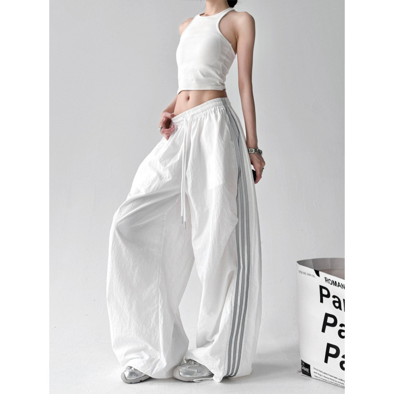 2025 Summer New American Style Cargo Pants for Women Retro Three-Stripe Sports Straight Summer Casual Jazz Dance Pants