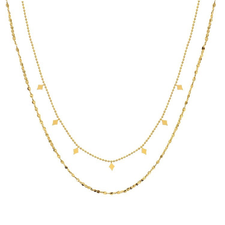 Collier carré double couche à 7 petits maillons pour femme, un produit phare du commerce extérieur transfrontalier, léger et luxueux._voghion.com
