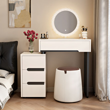 新款梳妆台卧室现代简约小户型奶油风化妆桌床头柜收纳柜斗柜一体