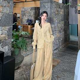 大码绝美新中式禅意套装女夏季胖遮肚子巨显瘦高端阔腿裤三件套