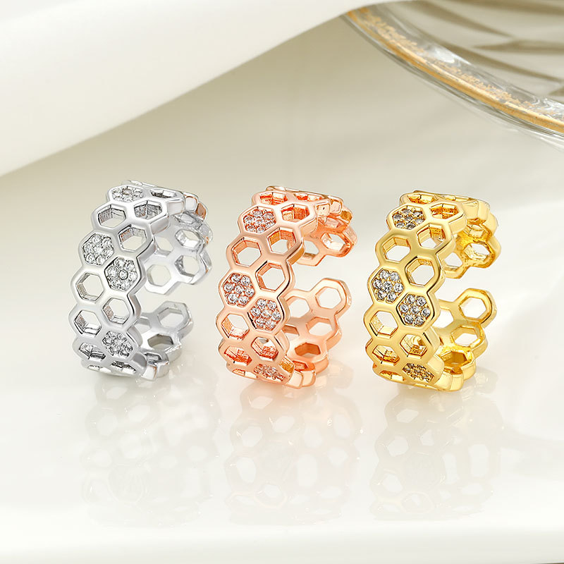 European And American Honeycomb-shaped Fashion Ring