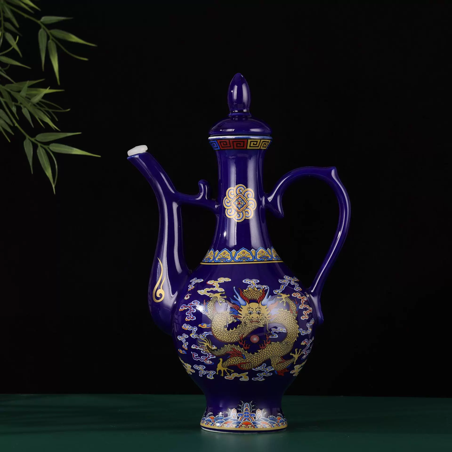 1斤装蓝龙景德镇复古酒壶蓝色中式酒壶家用密封酒具分酒器酒瓶