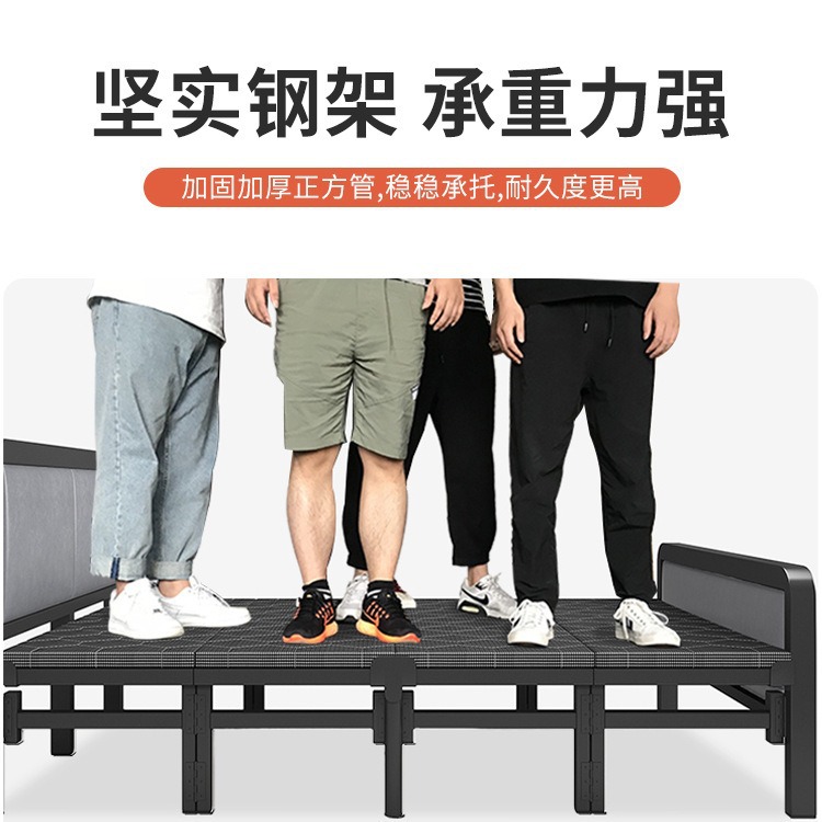 Cama plegable solo hogar simple siesta almuerzo cama adulto fuerte durable reforzado doble cama de hierro cama de acompañamiento