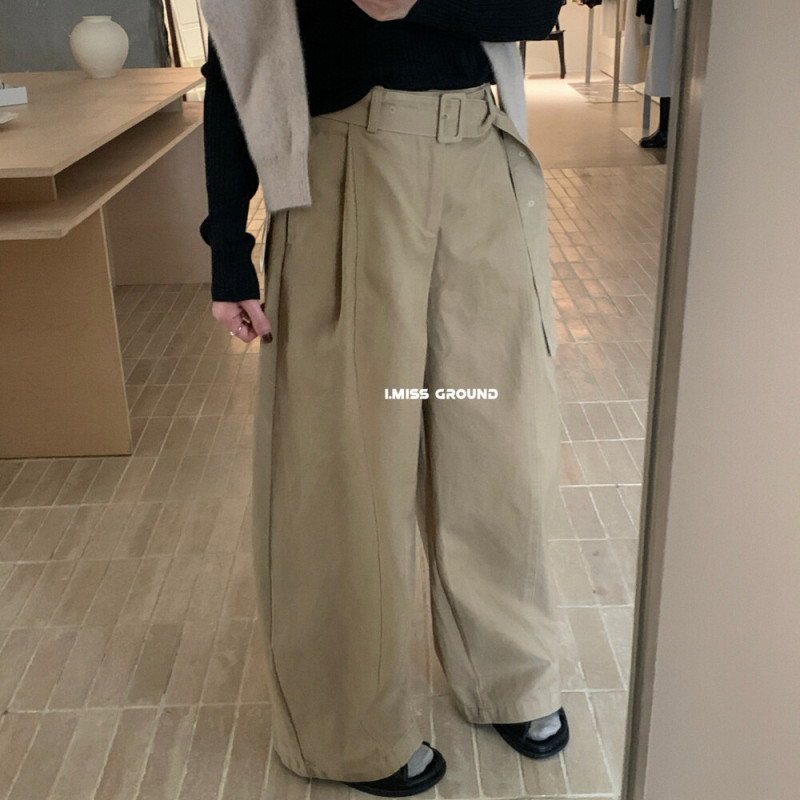 imiss2025秋季新款韩系设计感腰带休闲裤女百搭显瘦阔腿裤长裤子|undefined
