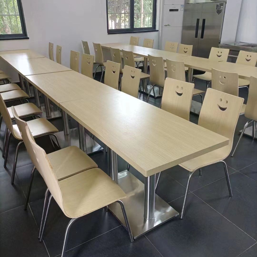 Canteen Tables and Chairs Breakfast Fast Food Table and Chair Combination Snack Bar Milk Tea Shop Burger Shop Restaurant Table and Chairs