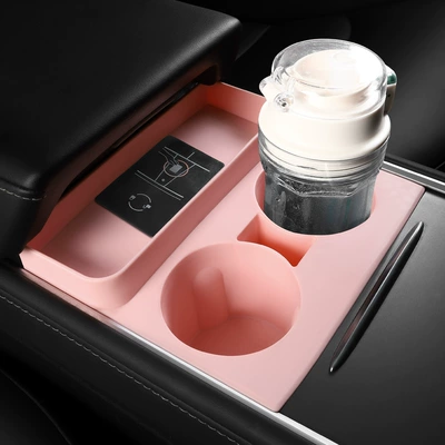 interior storage slot, Car cup holder/beverage holder - pink-model-3