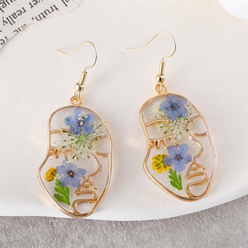Zinc alloy Material 1 Pair Simple Style Geometric Flower Epoxy Plating Zinc Alloy Drop Earrings