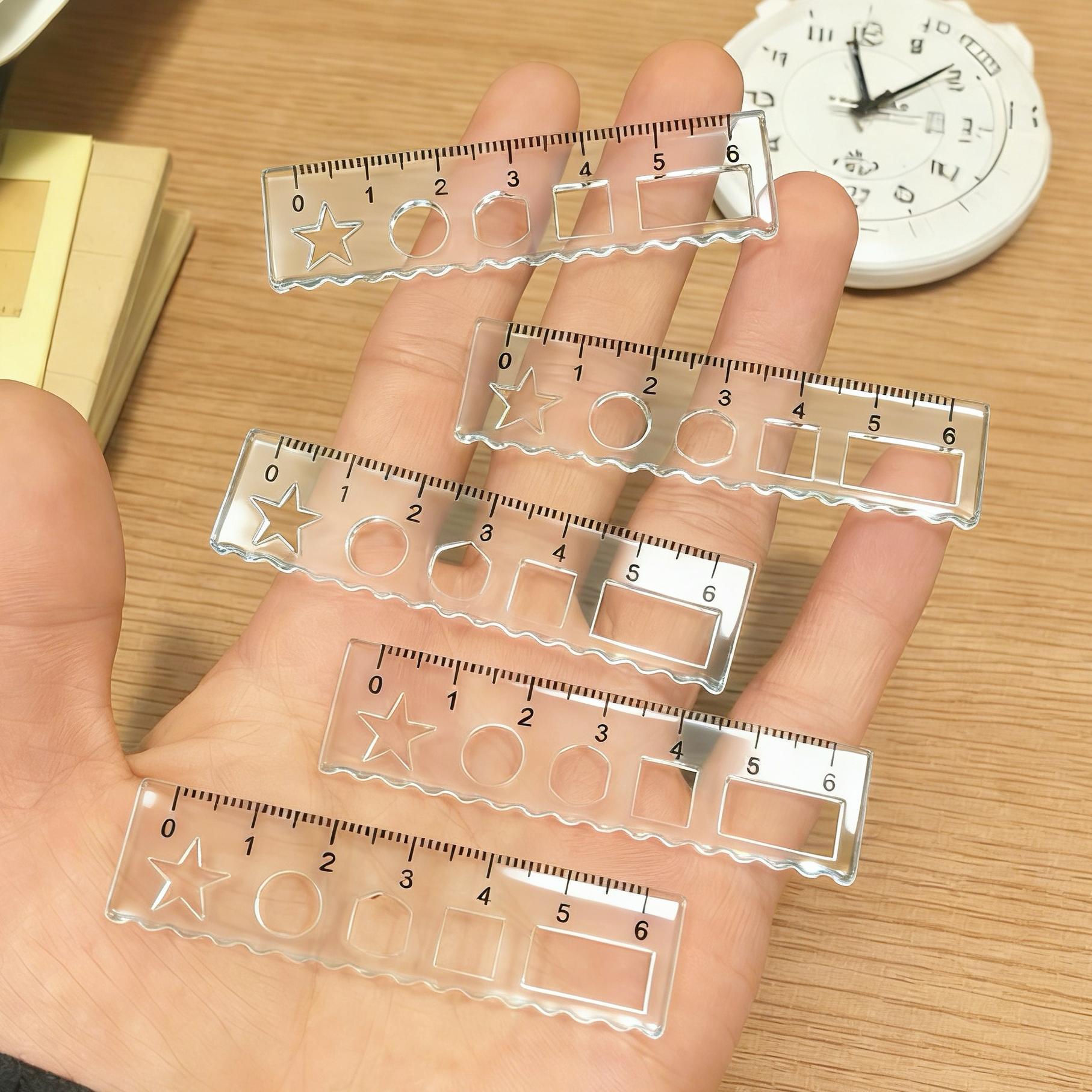 Colgante transparente mini regla de alto valor acrílico regla de palma multifuncional regla recta onda dibujo de estudiantes
