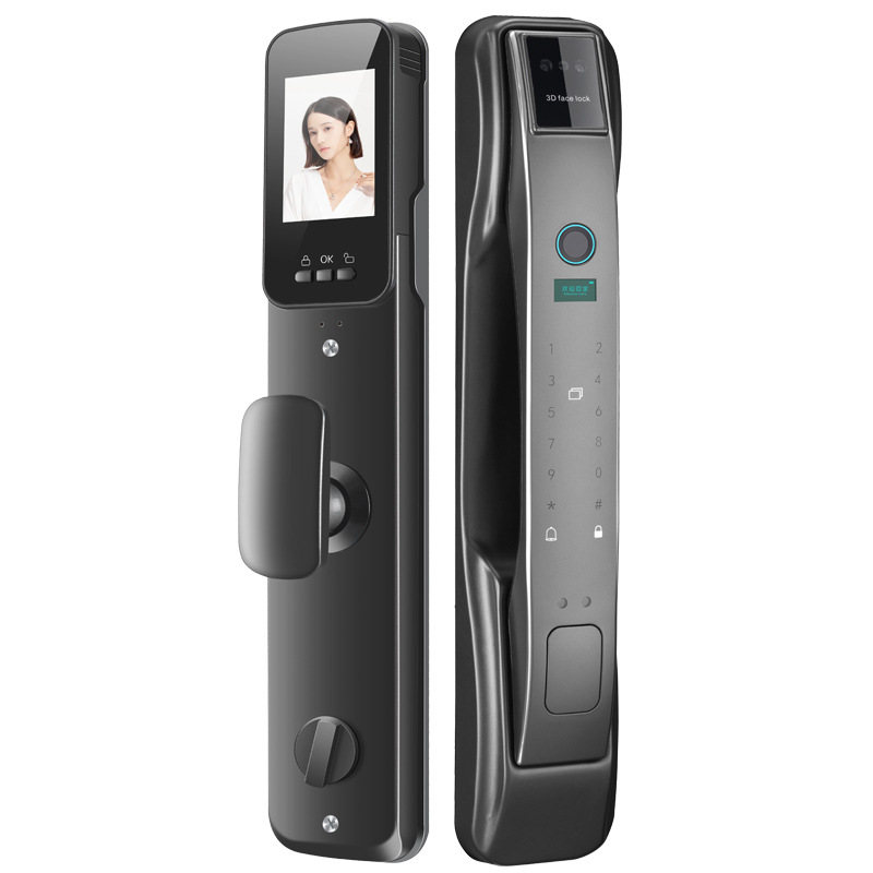 Top con intercomunicador en tiempo real 3D reconocimiento facial cerradura de huellas dactilares cerradura inteligente intercomunicador automático puerta antirrobo cerradura electrónica contraseña