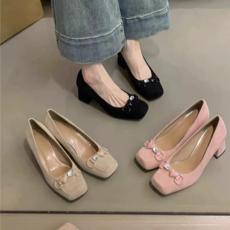 Конструктор нишевые феи на высоком каблуке женский 2024 новый французский темперамент элегантный розовый любящий толстый туфли на каблуке