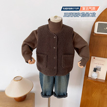 风之谷2025冬季新款童装儿童复古风毛绒两面穿马甲男女童加厚坎肩
