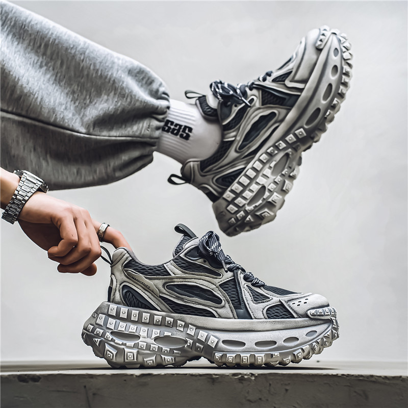 Men's Shoes Summer 2024 New Style Breathable Sports Mesh Casual Shoes Thick Sole Increased Wear-Resistant Non-Slip Men's Torre Shoes