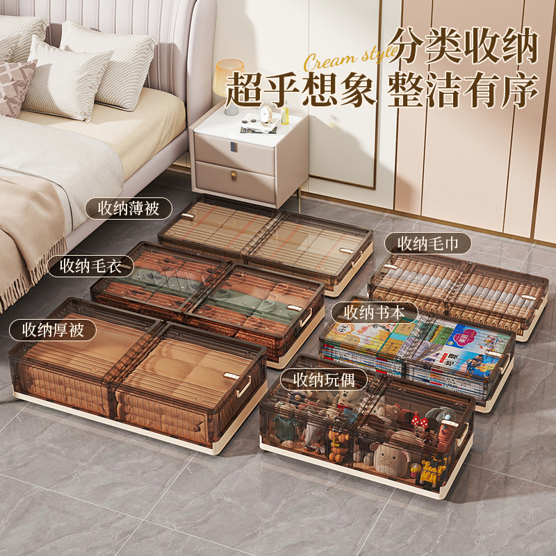 Transparent plastic foldable storage box