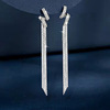 Long fashionable earrings with tassels, accessory, European style, diamond encrusted, internet celebrity, wholesale