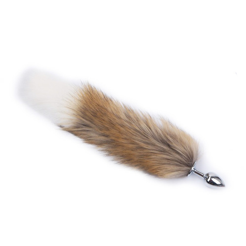 Metal fox tail anal plug adult products back yard fun artificial dog tail two-color white tip tail SM anal plug