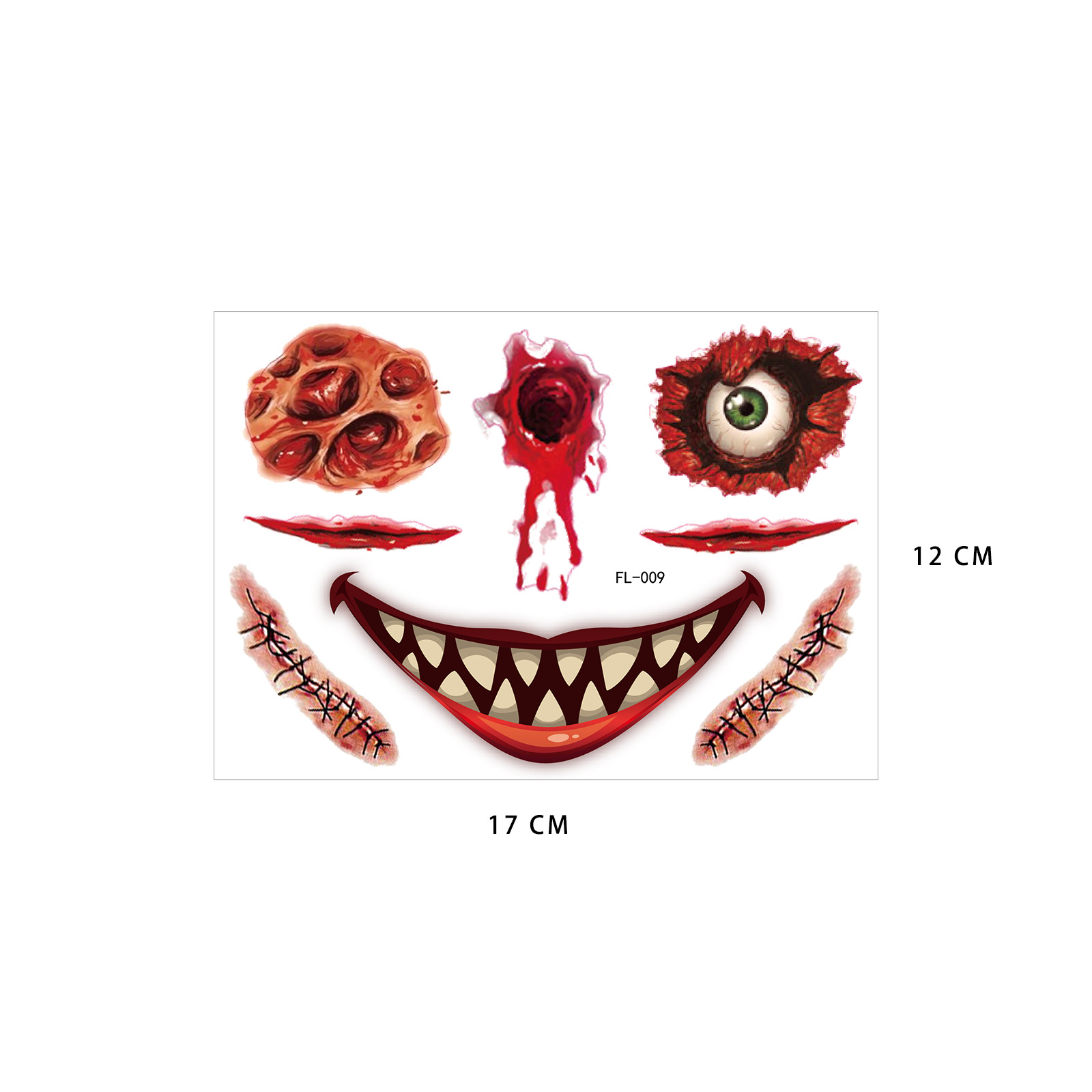 Tatuajes Temporales Faciales de Halloween de Papel de Transferencia para Mascaradas