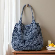 大容量简约托特草编包手工编织包通勤托特包腋下单肩包草包沙滩包