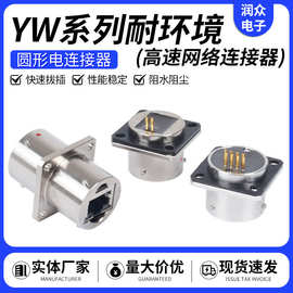 YW 系列耐环境 高速网络连接器插座 带灯插座加长双卡扣穿墙座