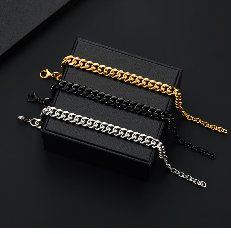 14g Weight Bracelets Classification 304 Stainless Steel Chain Material 1 Piece Quantity Holiday, Daily, Street Occasion 304 Stainless Steel Material Geometric Pattern Men's Gender Plating Design Punk Style Punk Geometric 304 Stainless Steel Plating Men's Bracelets Men's Chain Bracelets 7